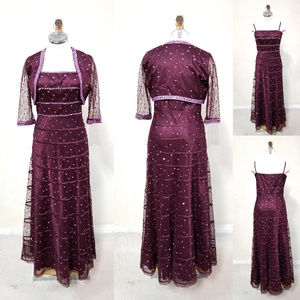Hand Embellished Purple Evening Gown by an Artisan